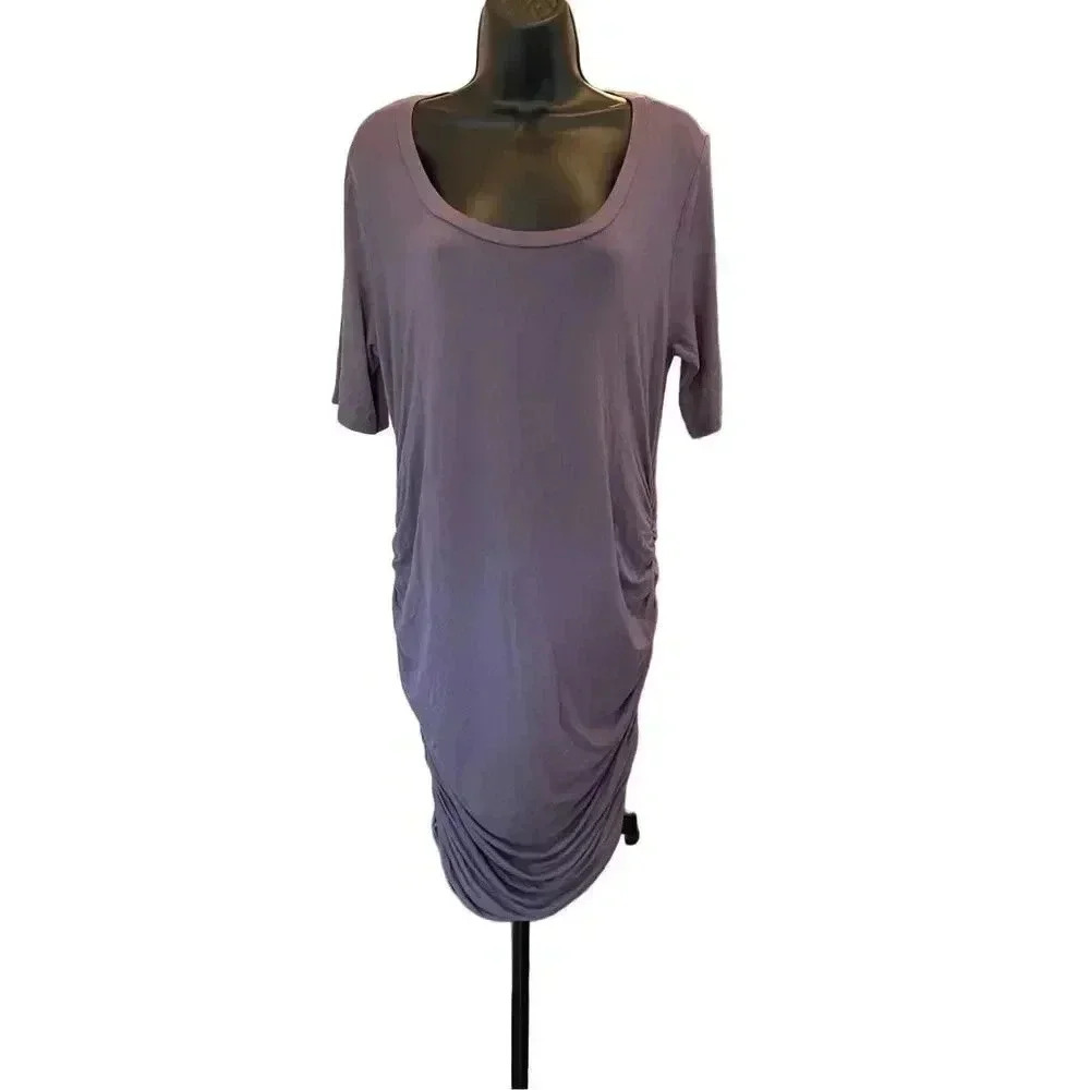 MOTHER BEE MATERNITY Purple Ruched Sides Midi Dress size Medium
